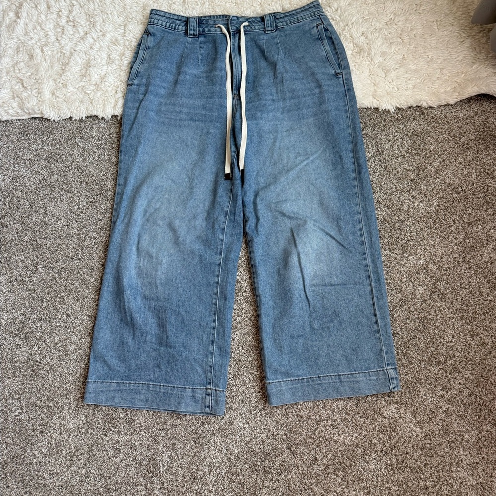 Falls Creek Men's Relaxed Drawstring Wide-Leg Jeans - Blue